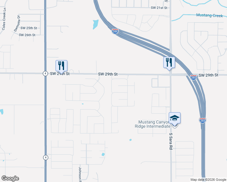 map of restaurants, bars, coffee shops, grocery stores, and more near 10924 Southwest 31st Street in Yukon