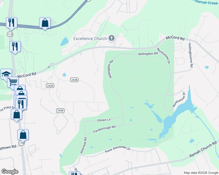 map of restaurants, bars, coffee shops, grocery stores, and more near in Huntersville