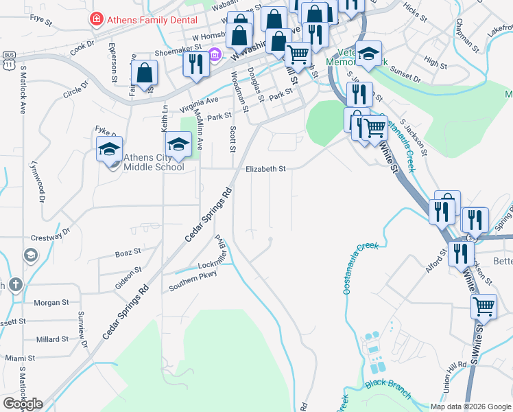 map of restaurants, bars, coffee shops, grocery stores, and more near 529 Holt Street in Athens