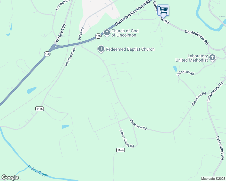 map of restaurants, bars, coffee shops, grocery stores, and more near 1694 Riverview Road in Lincolnton
