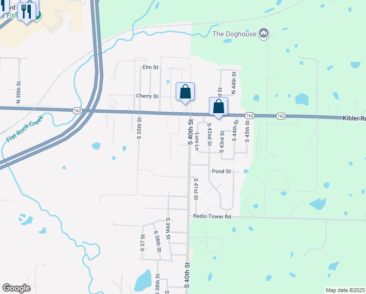 map of restaurants, bars, coffee shops, grocery stores, and more near 117 South 39th Street in Van Buren