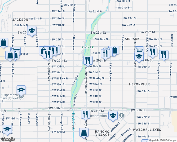 map of restaurants, bars, coffee shops, grocery stores, and more near 3208 South Pennsylvania Avenue in Oklahoma City