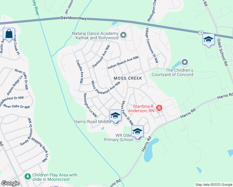 map of restaurants, bars, coffee shops, grocery stores, and more near 1451 Duckhorn Street Northwest in Concord