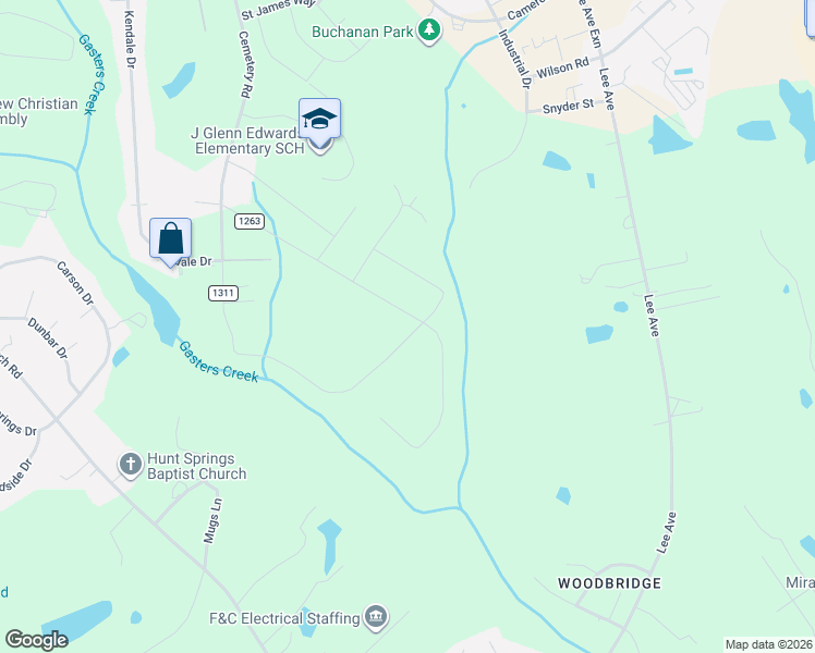 map of restaurants, bars, coffee shops, grocery stores, and more near 1601 Cherokee Trail in Sanford
