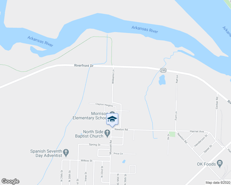 map of restaurants, bars, coffee shops, grocery stores, and more near 6004 Williams Lane in Fort Smith