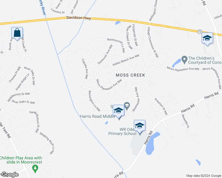 map of restaurants, bars, coffee shops, grocery stores, and more near 1455 Napa Street Northwest in Concord