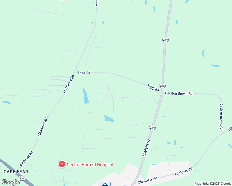 map of restaurants, bars, coffee shops, grocery stores, and more near 44 Muscadine Court in Lillington