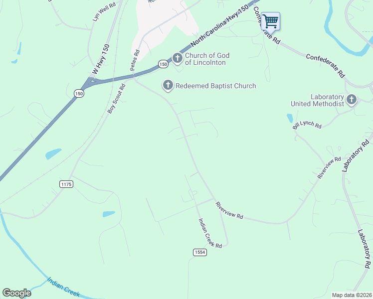 map of restaurants, bars, coffee shops, grocery stores, and more near 1643 Riverview Road in Lincolnton