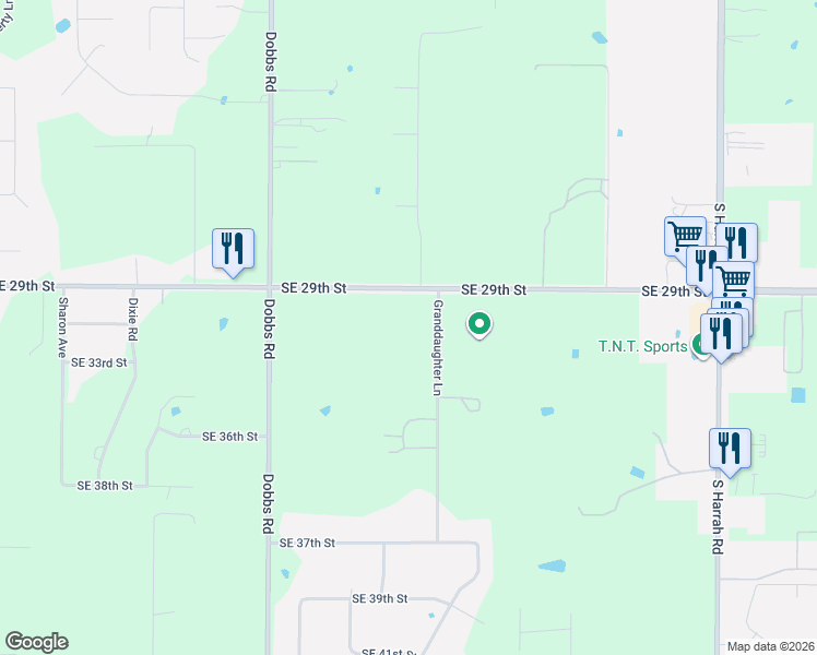 map of restaurants, bars, coffee shops, grocery stores, and more near 20312 Southeast 29th Street in Harrah