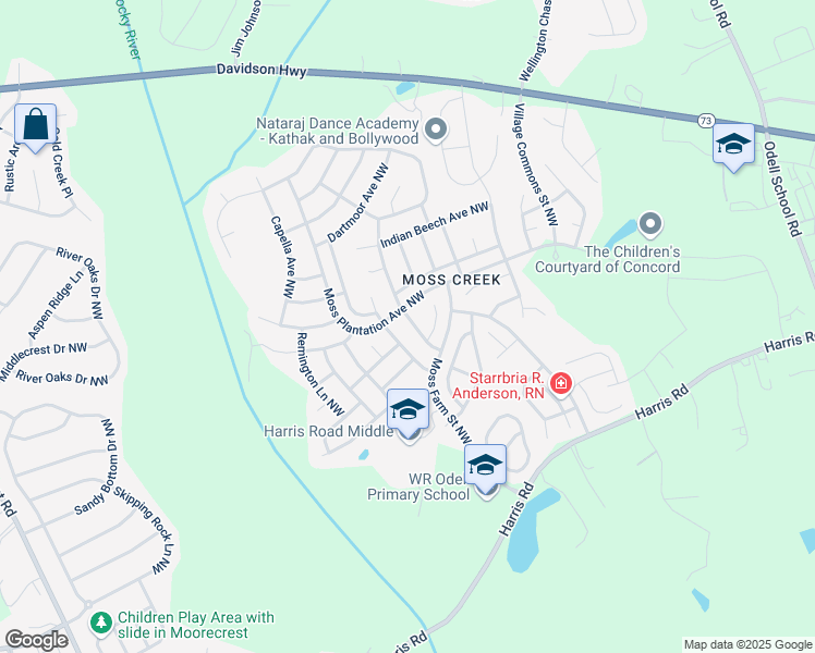 map of restaurants, bars, coffee shops, grocery stores, and more near 1465 Duckhorn Street Northwest in Concord