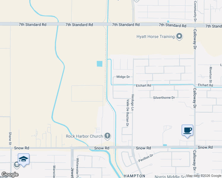 map of restaurants, bars, coffee shops, grocery stores, and more near 8201 Quinto Real Avenue in Bakersfield