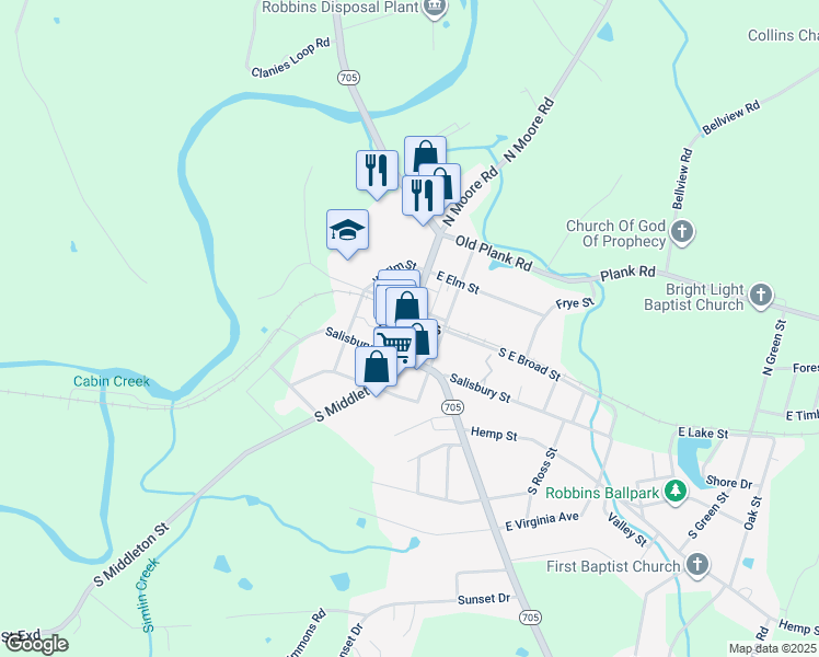 map of restaurants, bars, coffee shops, grocery stores, and more near in Robbins