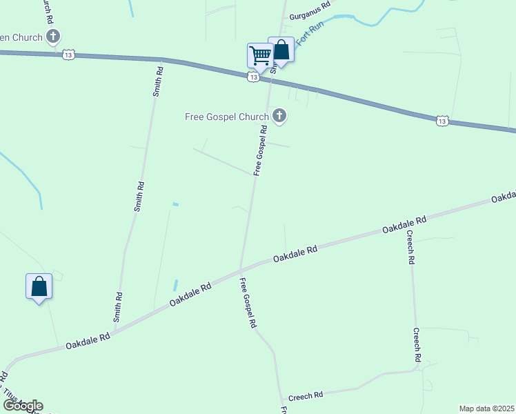 map of restaurants, bars, coffee shops, grocery stores, and more near 443 Free Gospel Road in Snow Hill