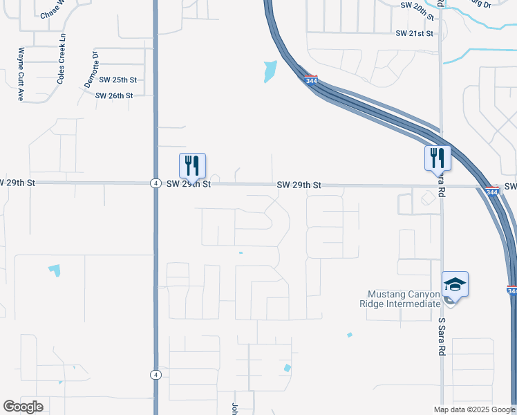 map of restaurants, bars, coffee shops, grocery stores, and more near 11129 SW 30th Circle in Yukon
