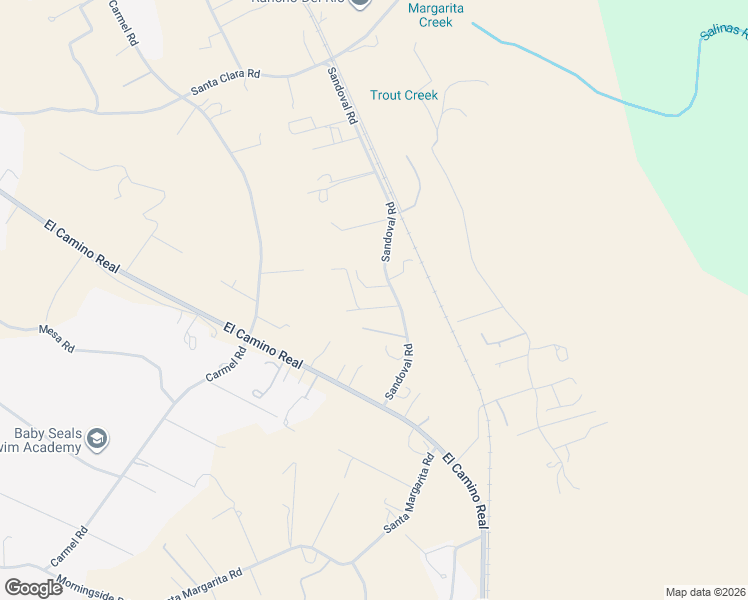 map of restaurants, bars, coffee shops, grocery stores, and more near 14600 Sandoval Road in Atascadero