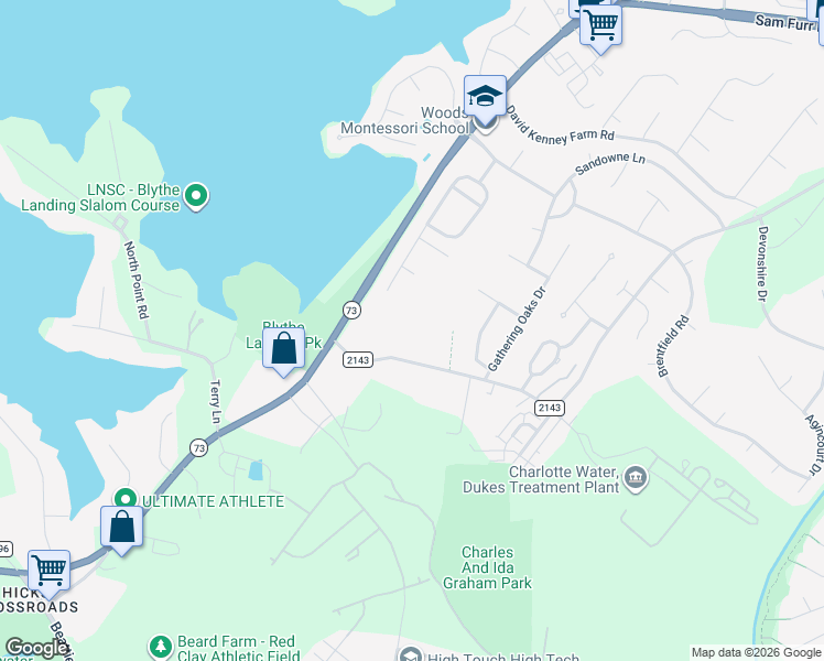 map of restaurants, bars, coffee shops, grocery stores, and more near 15812 Kelly Park Circle in Huntersville