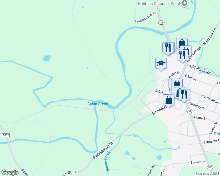 map of restaurants, bars, coffee shops, grocery stores, and more near 744 Fentress Road in Robbins
