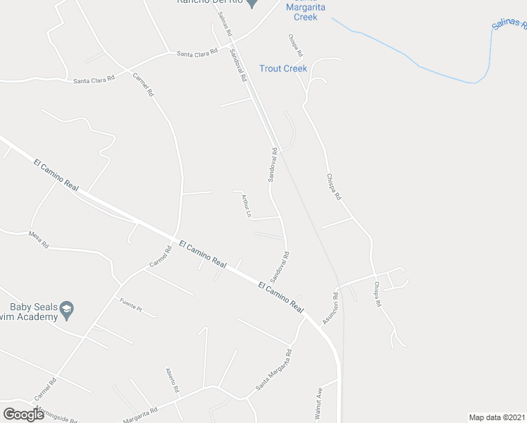 map of restaurants, bars, coffee shops, grocery stores, and more near 14600 Sandoval Road in Atascadero