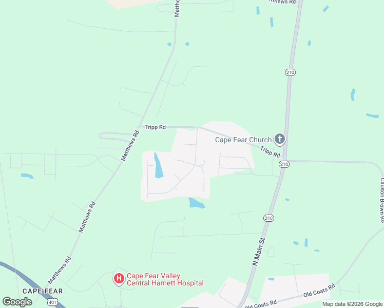 map of restaurants, bars, coffee shops, grocery stores, and more near 128 Scuppernong Ln in Lillington