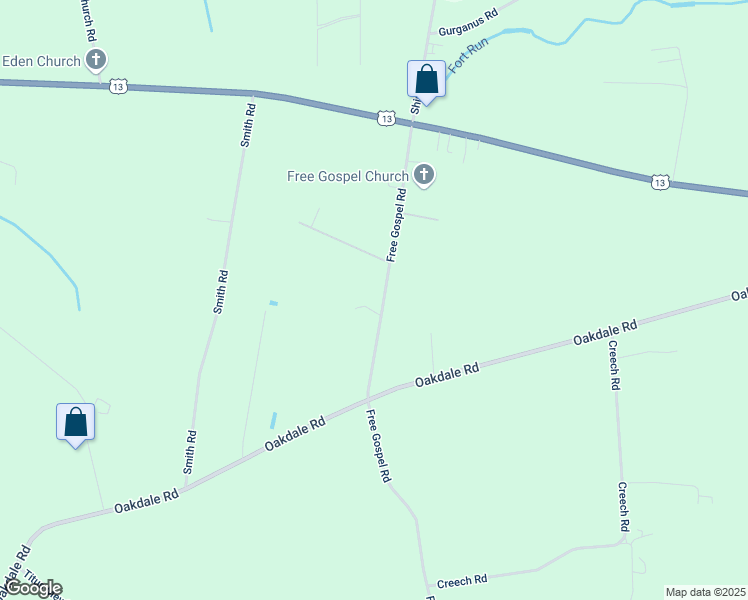 map of restaurants, bars, coffee shops, grocery stores, and more near 385-443 Free Gospel Road in Snow Hill