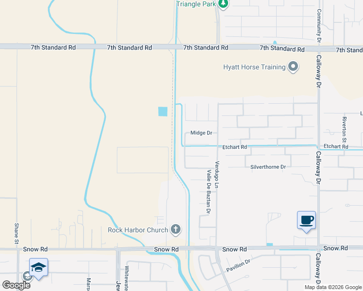 map of restaurants, bars, coffee shops, grocery stores, and more near 8201 Quinto Real Avenue in Bakersfield