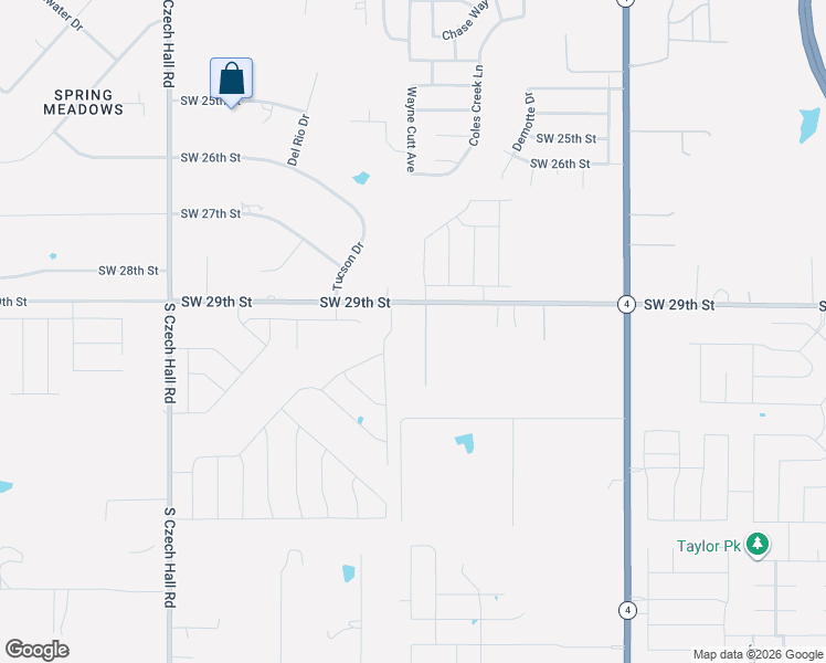 map of restaurants, bars, coffee shops, grocery stores, and more near 11740 Southwest 29th Street in Yukon