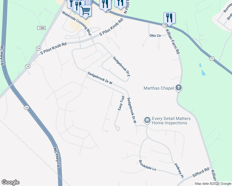 map of restaurants, bars, coffee shops, grocery stores, and more near 7560 Easy Trail in Stanley