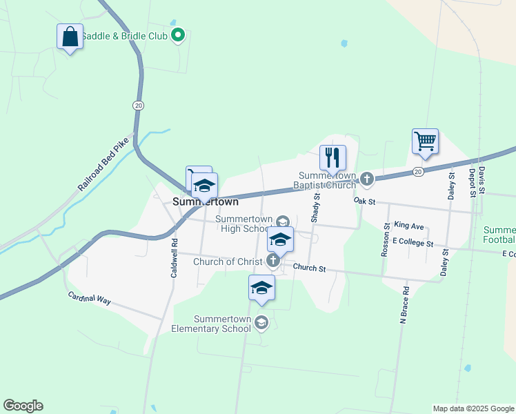 map of restaurants, bars, coffee shops, grocery stores, and more near 103 Corbin Street in Summertown