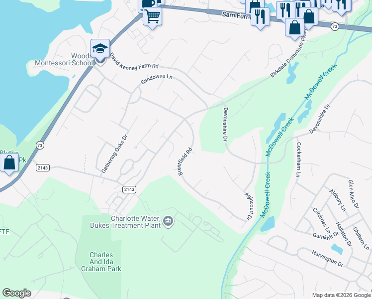 map of restaurants, bars, coffee shops, grocery stores, and more near 8804 Brentfield Road in Huntersville
