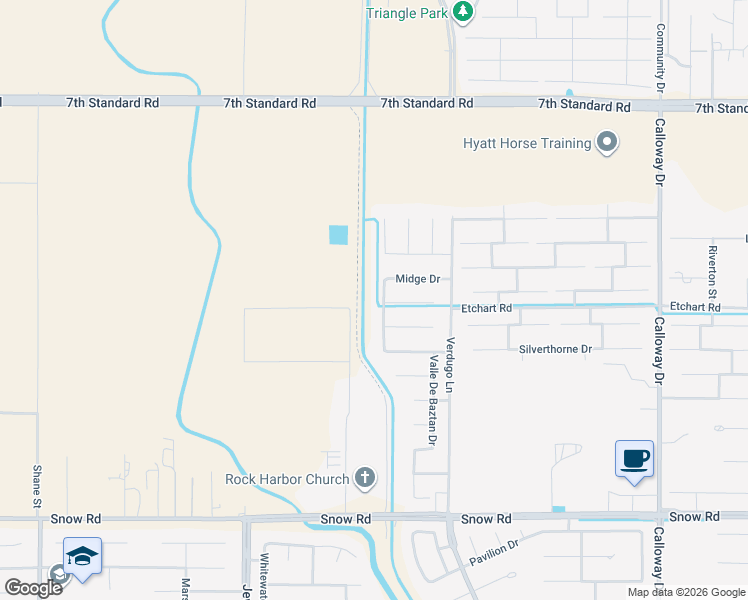 map of restaurants, bars, coffee shops, grocery stores, and more near 8201 Quinto Real Avenue in Bakersfield