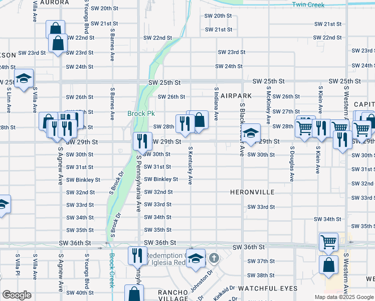 map of restaurants, bars, coffee shops, grocery stores, and more near in Oklahoma City