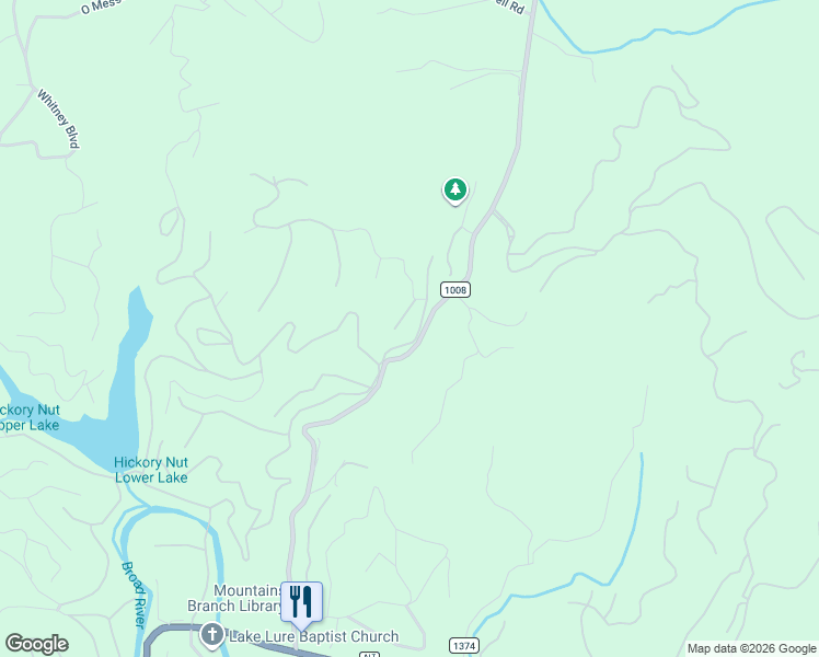 map of restaurants, bars, coffee shops, grocery stores, and more near 161 Starling Road in Lake Lure