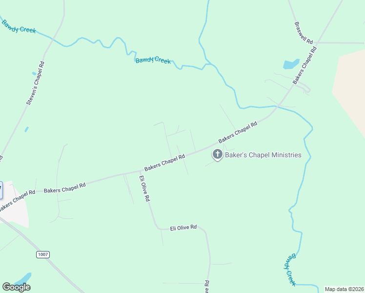 map of restaurants, bars, coffee shops, grocery stores, and more near 2600 Bakers Chapel Road in Smithfield