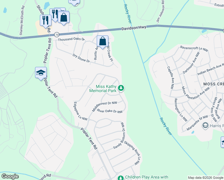 map of restaurants, bars, coffee shops, grocery stores, and more near 10984 Aspen Ridge Lane in Concord