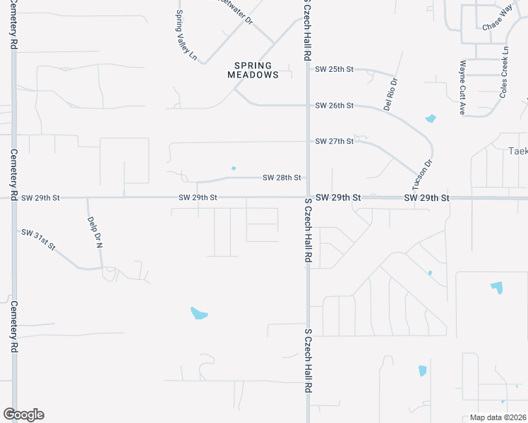 map of restaurants, bars, coffee shops, grocery stores, and more near 12200-12644 Southwest 29th Street in Yukon