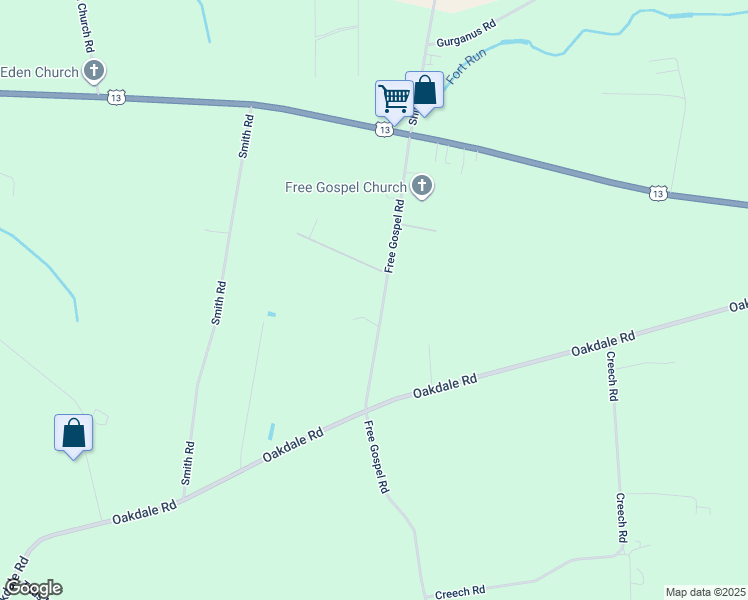 map of restaurants, bars, coffee shops, grocery stores, and more near 414 Free Gospel Road in Snow Hill