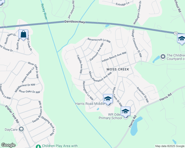 map of restaurants, bars, coffee shops, grocery stores, and more near 9655 Laurie Avenue Northwest in Concord