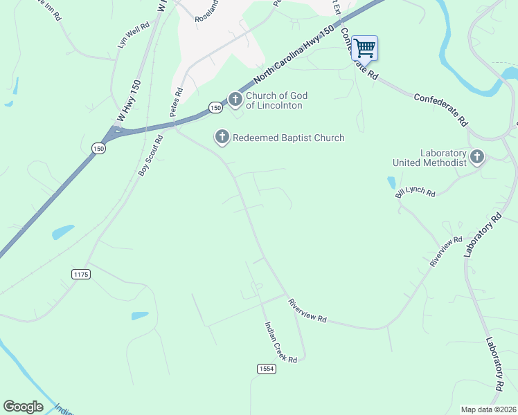 map of restaurants, bars, coffee shops, grocery stores, and more near 1643 Riverview Road in Lincolnton