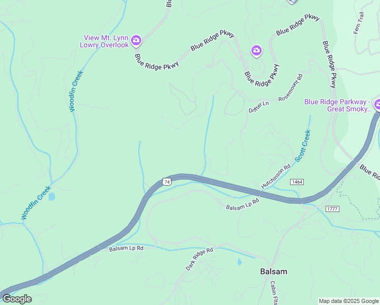 map of restaurants, bars, coffee shops, grocery stores, and more near Great Smoky Mountains Expressway in Sylva