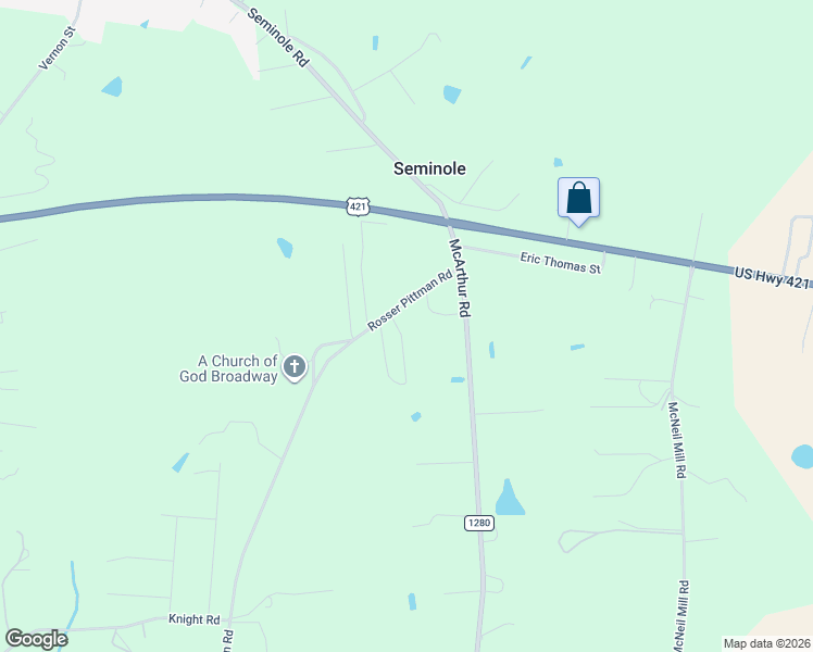 map of restaurants, bars, coffee shops, grocery stores, and more near 165 Rosser Pittman Road in Broadway