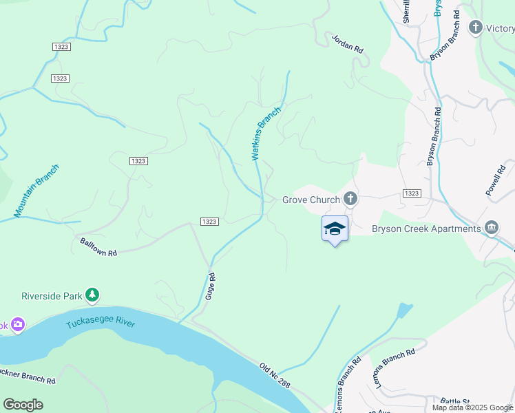 map of restaurants, bars, coffee shops, grocery stores, and more near 30 Watkins Cemetery Road in Bryson City