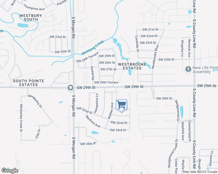 map of restaurants, bars, coffee shops, grocery stores, and more near 3100 Westbury Glen Boulevard in Oklahoma City