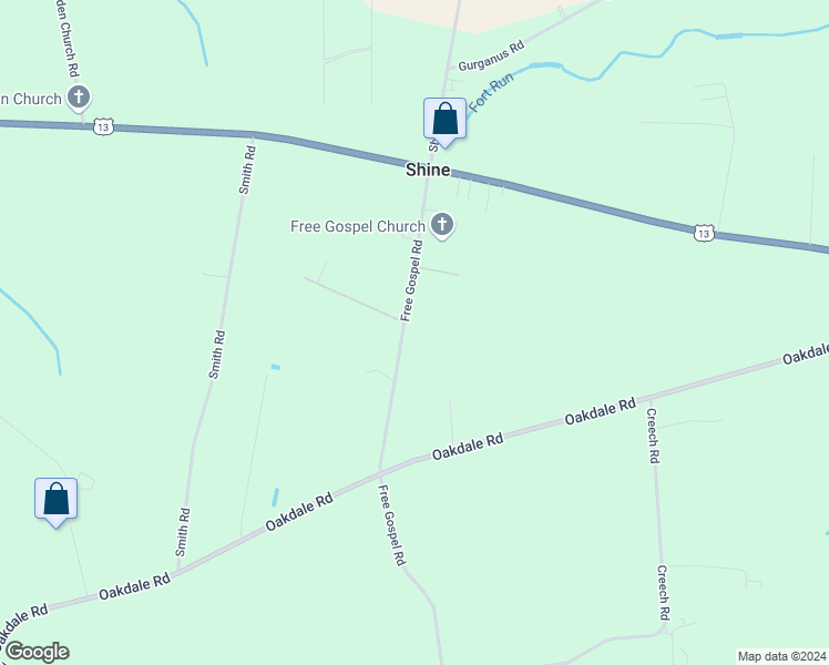 map of restaurants, bars, coffee shops, grocery stores, and more near 357 Free Gospel Road in Snow Hill
