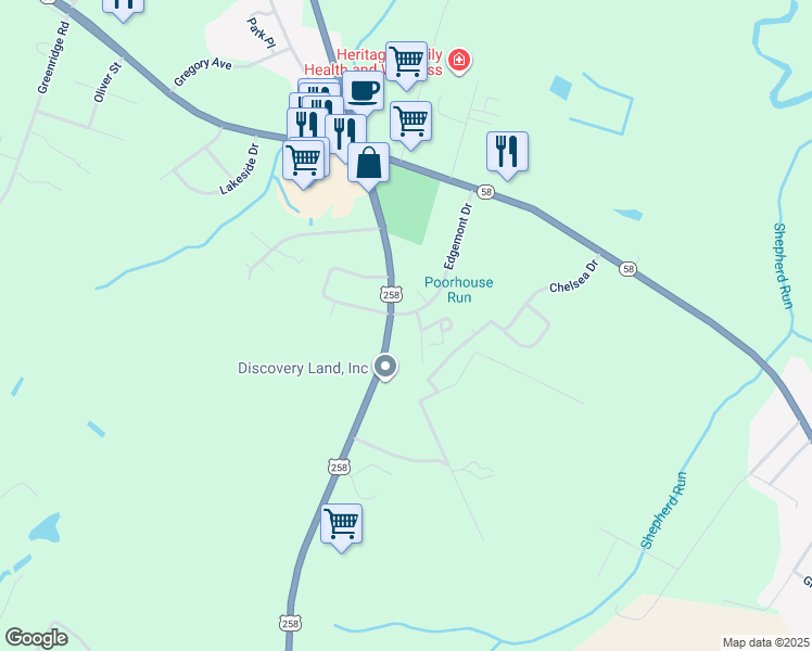 map of restaurants, bars, coffee shops, grocery stores, and more near 1300 Southeast 2nd Street in Snow Hill