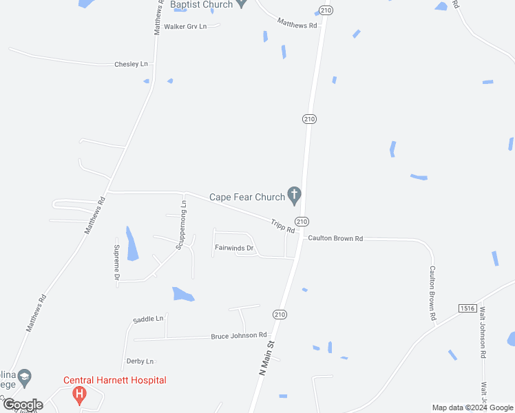 map of restaurants, bars, coffee shops, grocery stores, and more near 176 Tripp Road in Lillington