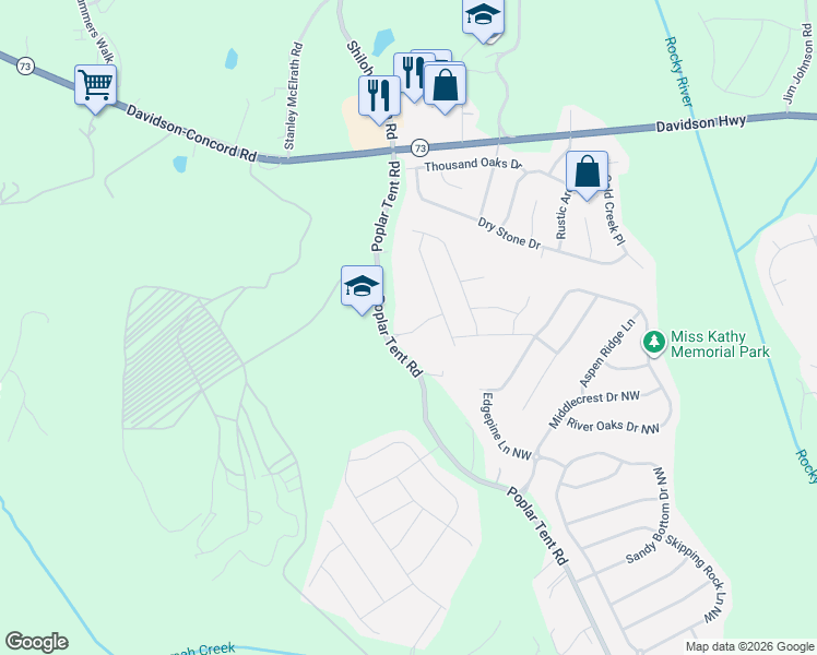 map of restaurants, bars, coffee shops, grocery stores, and more near 11266 Trailside Road in Concord