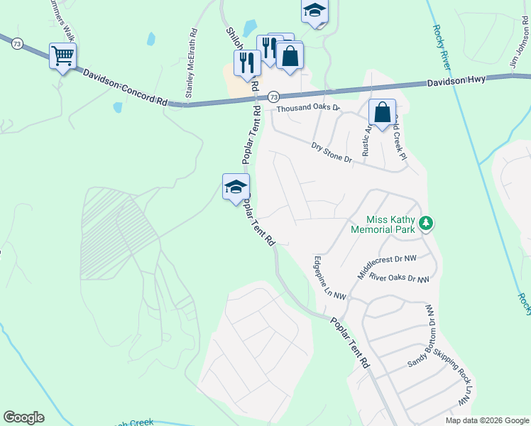 map of restaurants, bars, coffee shops, grocery stores, and more near 11266 Trailside Road in Concord