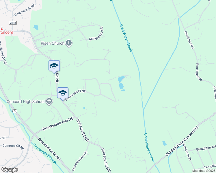 map of restaurants, bars, coffee shops, grocery stores, and more near 679 Knollcrest Drive Northeast in Concord