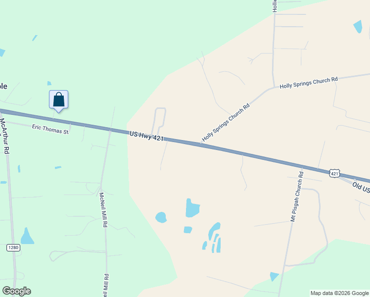 map of restaurants, bars, coffee shops, grocery stores, and more near 11847 U.S. 421 in Broadway