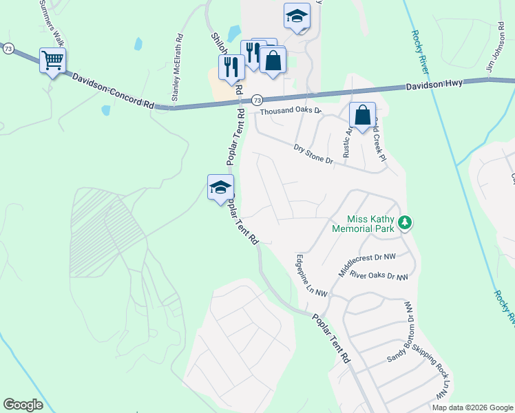 map of restaurants, bars, coffee shops, grocery stores, and more near 11266 Trailside Road in Concord